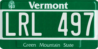 VT license plate LRL497