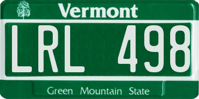 VT license plate LRL498