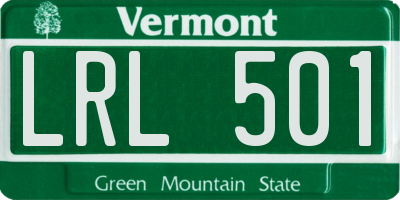 VT license plate LRL501