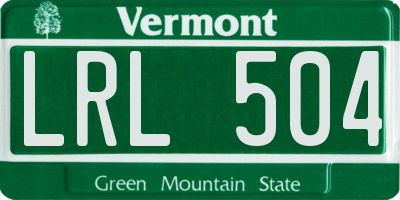 VT license plate LRL504
