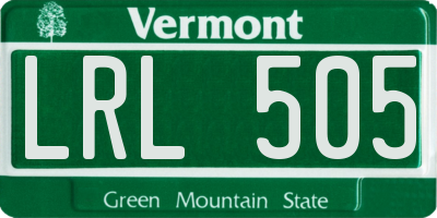 VT license plate LRL505
