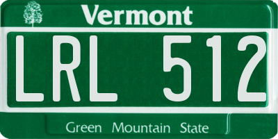 VT license plate LRL512