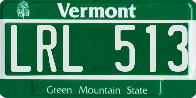 VT license plate LRL513