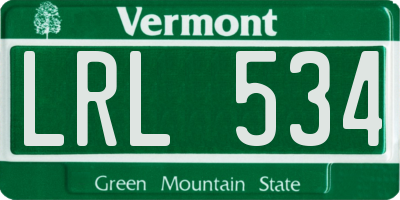 VT license plate LRL534