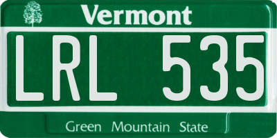 VT license plate LRL535