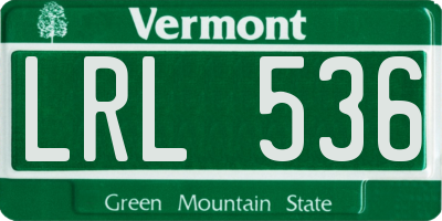 VT license plate LRL536