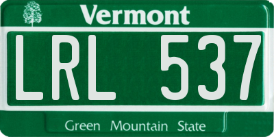 VT license plate LRL537