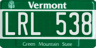 VT license plate LRL538