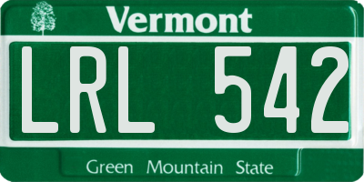 VT license plate LRL542