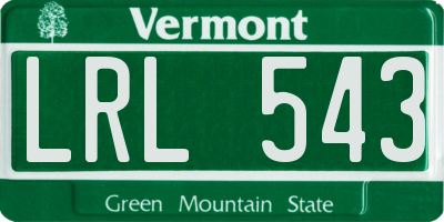 VT license plate LRL543