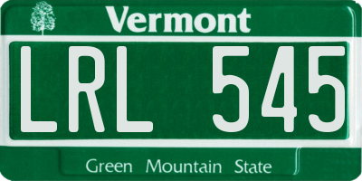 VT license plate LRL545