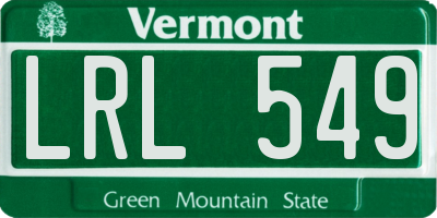 VT license plate LRL549