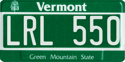 VT license plate LRL550