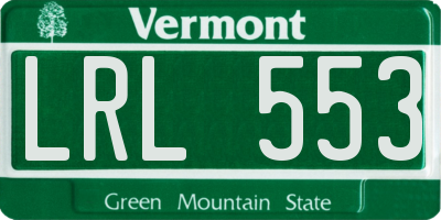 VT license plate LRL553