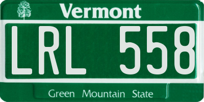VT license plate LRL558