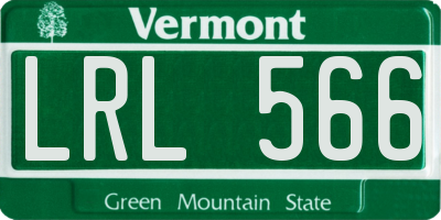 VT license plate LRL566