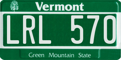 VT license plate LRL570