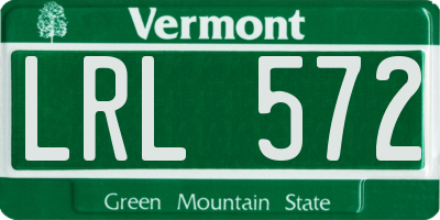 VT license plate LRL572