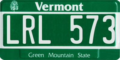 VT license plate LRL573
