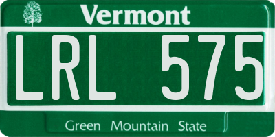 VT license plate LRL575