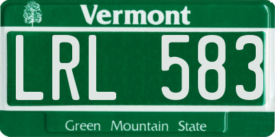 VT license plate LRL583