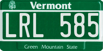 VT license plate LRL585