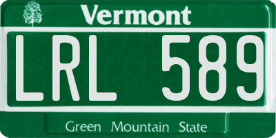 VT license plate LRL589