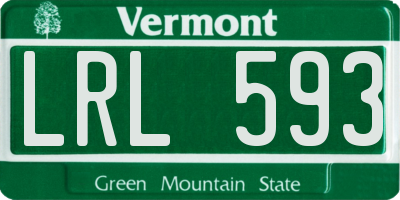 VT license plate LRL593