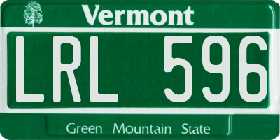 VT license plate LRL596