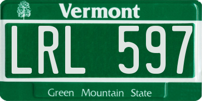 VT license plate LRL597