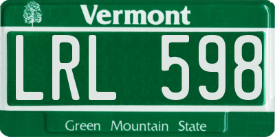 VT license plate LRL598