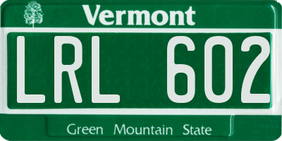 VT license plate LRL602