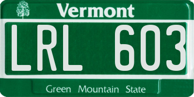 VT license plate LRL603