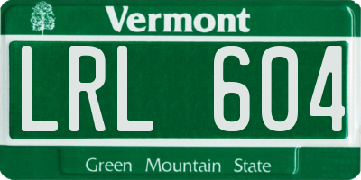 VT license plate LRL604