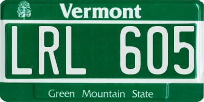 VT license plate LRL605