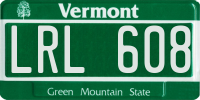 VT license plate LRL608