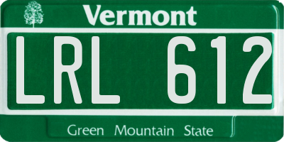 VT license plate LRL612
