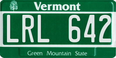 VT license plate LRL642