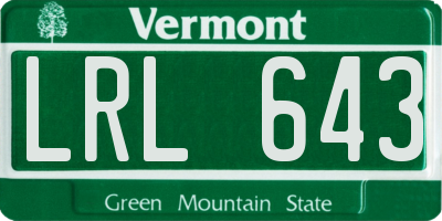 VT license plate LRL643