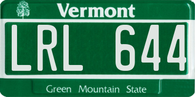 VT license plate LRL644