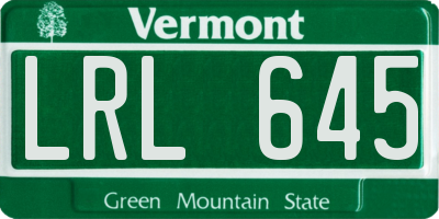 VT license plate LRL645