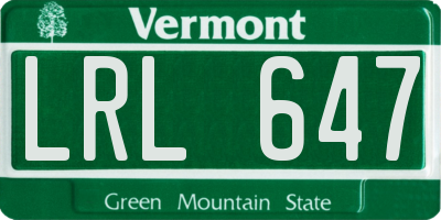 VT license plate LRL647