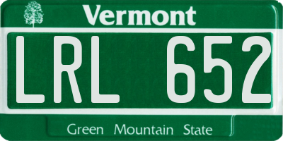 VT license plate LRL652