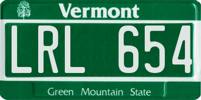 VT license plate LRL654