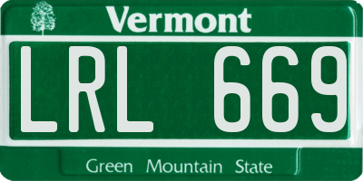 VT license plate LRL669