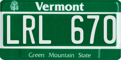 VT license plate LRL670
