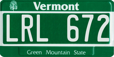 VT license plate LRL672