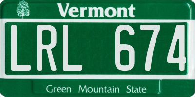 VT license plate LRL674