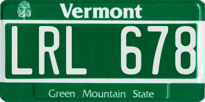 VT license plate LRL678