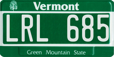 VT license plate LRL685
